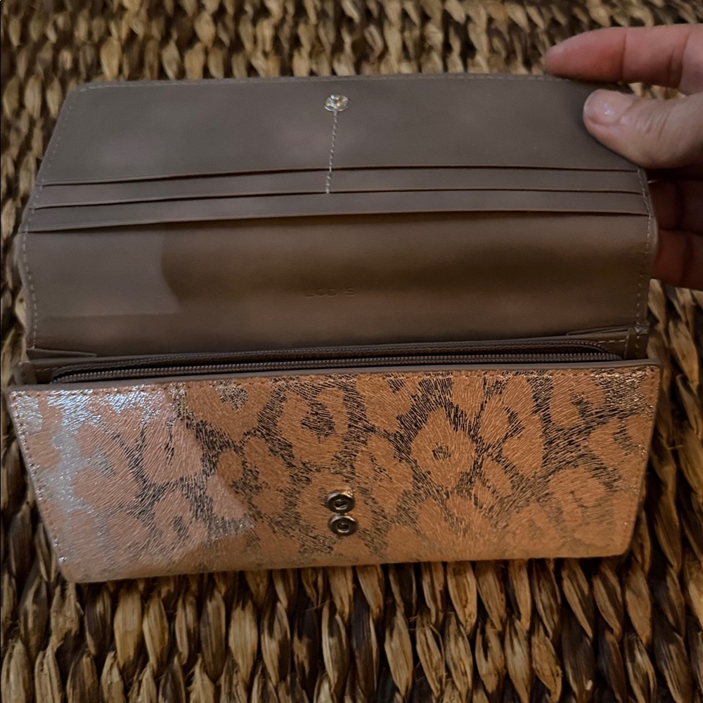 Metallic Leopard Print Clutch Wallet by Lodis- Pink - Picture 4 of 6